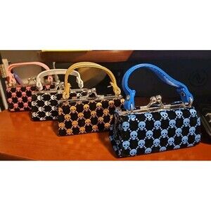 Lot Of 4 Mini Purse Skulls lipstick cases - Coin Holders Pink/Blue/White/Gold